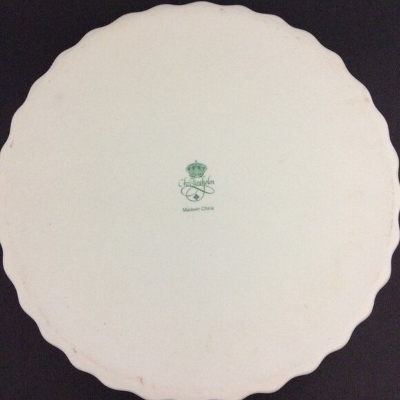 Pie Dish 9" Bakeware White Pink Roses Scalloped Edges Christine Holm - Picture 8 of 12